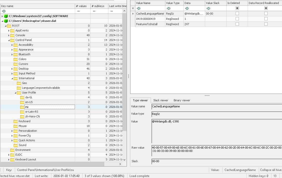 User Locales registry key